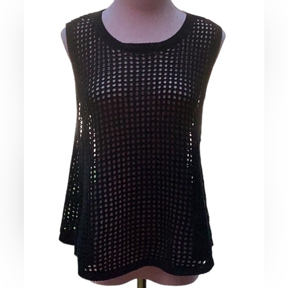 Moon & Madison 2 Piece set Shorts Tank Top Black Crochet Beach Cover up Large - Picture 3 of 9